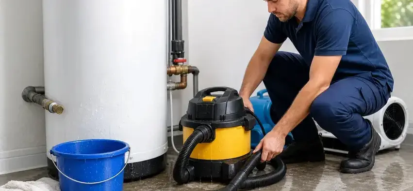 Water heater leak in Bay Village, OH by Galloway Water Damage Restoration