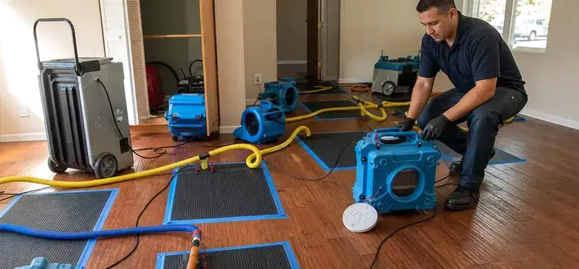 Hardwood floor water damage in Bay Village, OH by Galloway Water Damage Restoration