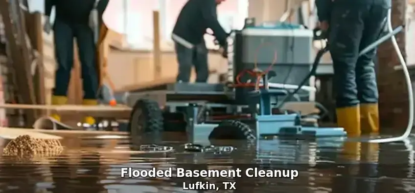 Technician assessing water damage in a basement in Bay Village, OH
